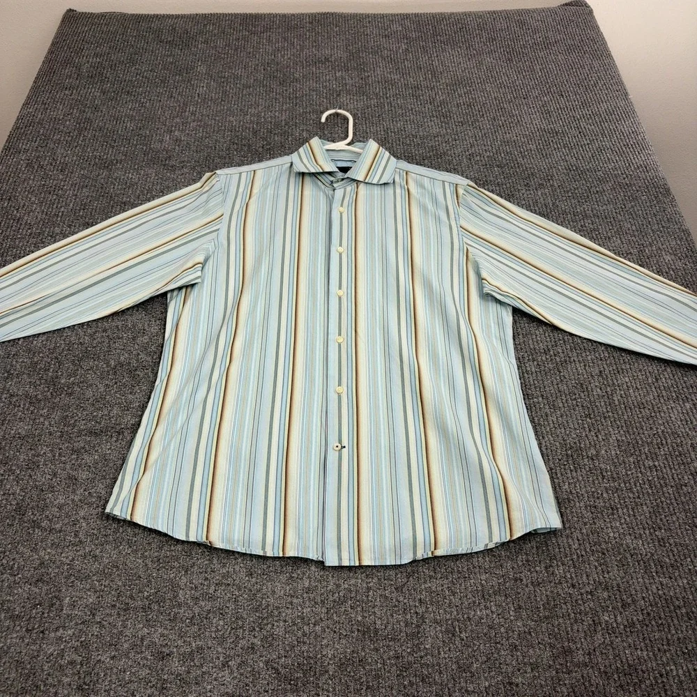 Banana Republic Button Up Mens M‎ Blue Striped Long Sleeve Casual Office Style